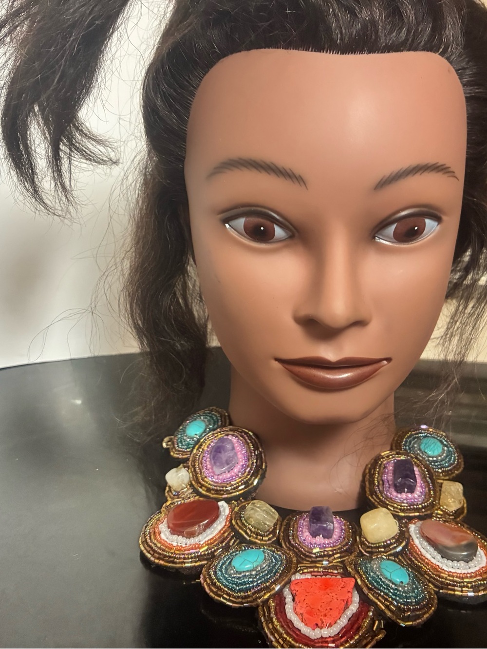 Statement Multicolor Beaded Gemstone Collar Necklace